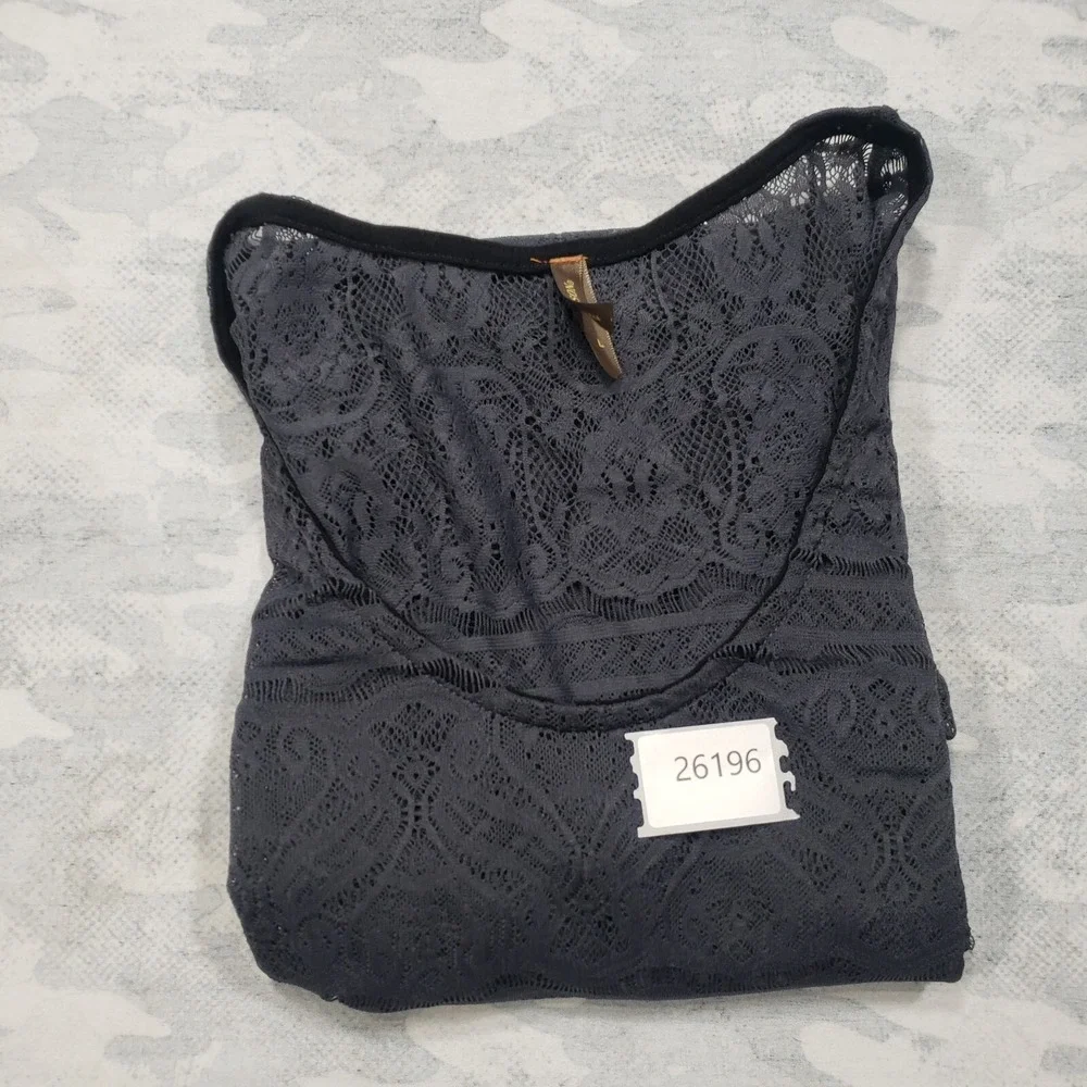 Stetson Top Womens Large Gray Lace Sheer Long Sleeve Sheer - Picture 10 of 10